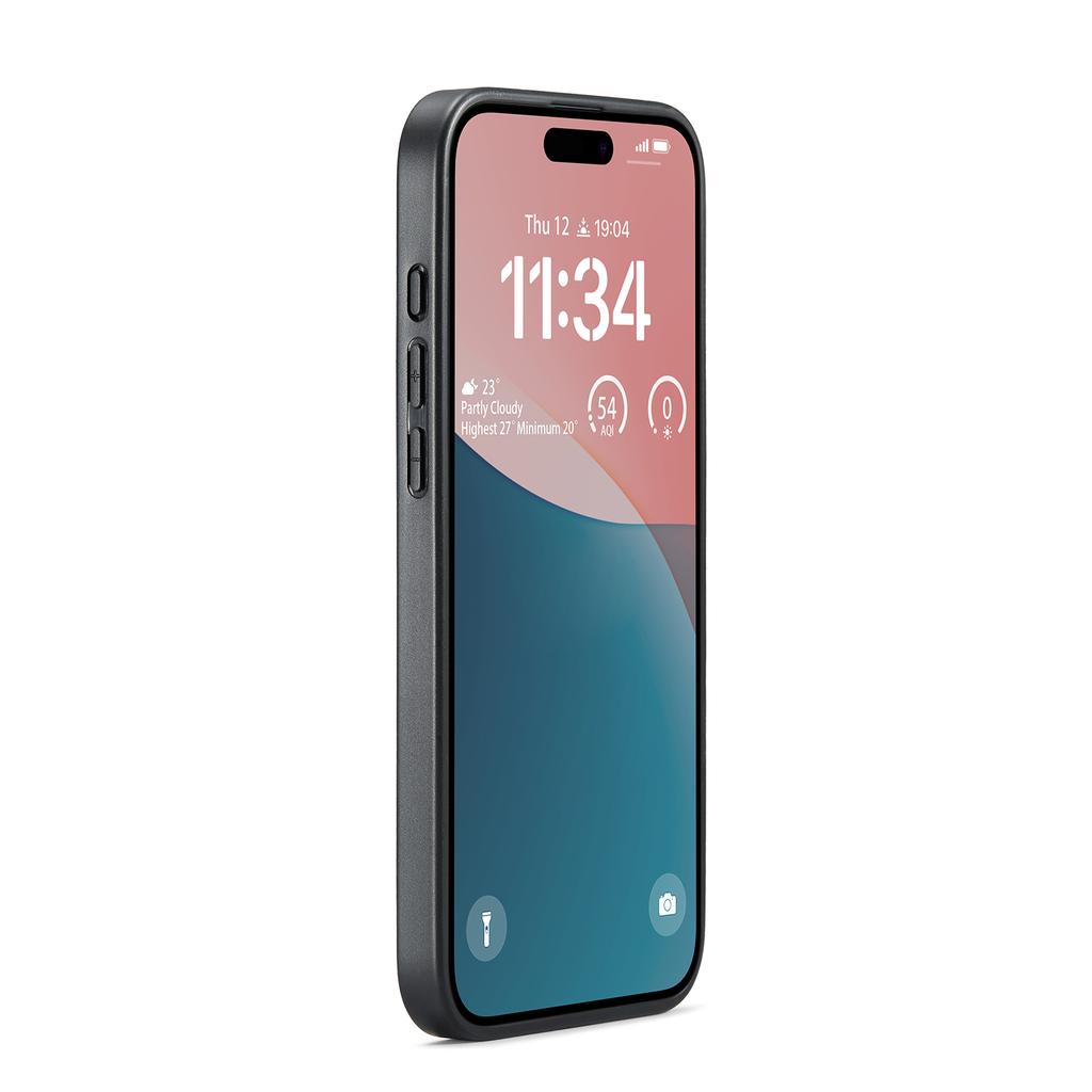 DG.MING For iPhone 17 Case PU Leather Covered PC + TPU Hybrid Phone Shell