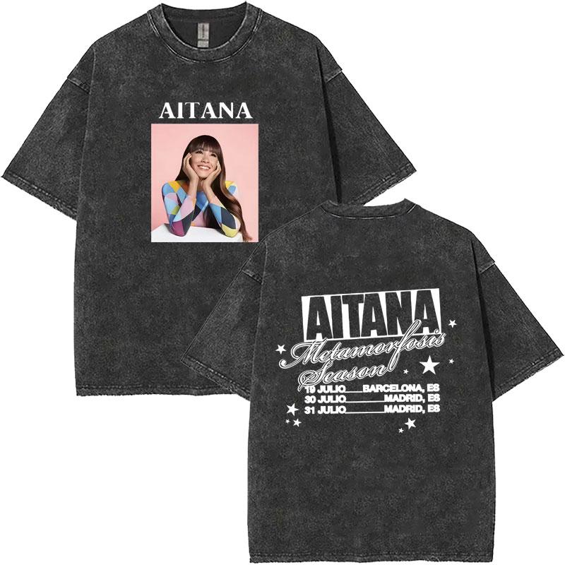 Butterfly Aitana Fashion Graphic Retro Washed Tshirt Men Women Short Sleeve Cotton T Shirts Aesthetic Trend Cotton YK Clothing