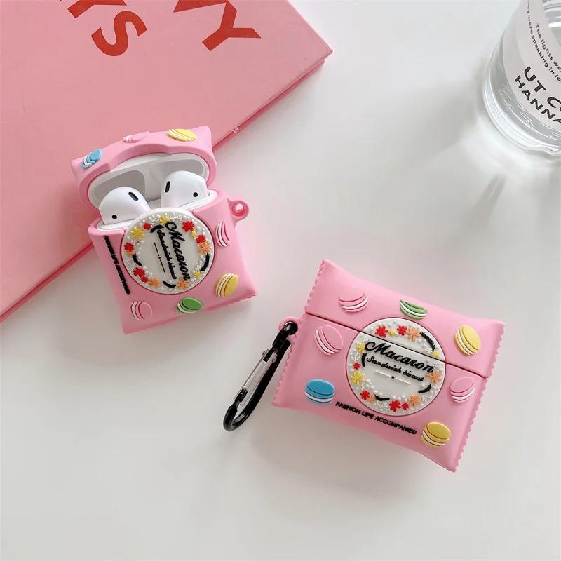 Милый чехол для наушников Macarons Cookies Cartoon для Airpods Pro, беспроводная зарядная коробка для наушников Bluetooth для Airpods 1 2