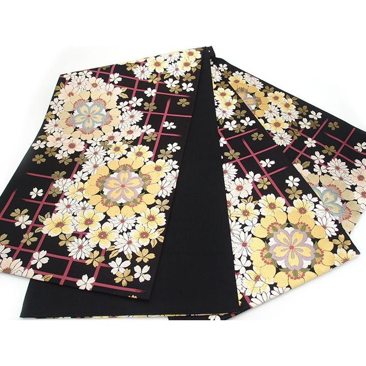 Used Kyoto Nishijin Takashima Orimono Fukuro Obi for Furisode Fukuro Obi Pure Silk New Unused Tailored Formal Black Cherry Blossom Lattice Coming of