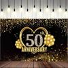 50th Anniversary Wedding Anniversary Decoration Black Gold 50th Anniversary Banner Backdrop Happy 50th Anniversary Party Decor