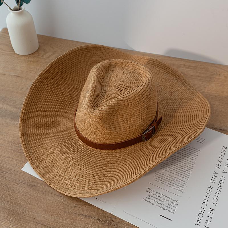New big-brimmed men's beach hat summer sunshade top hat casual versatile cowboy hat outdoor sunscreen straw hat