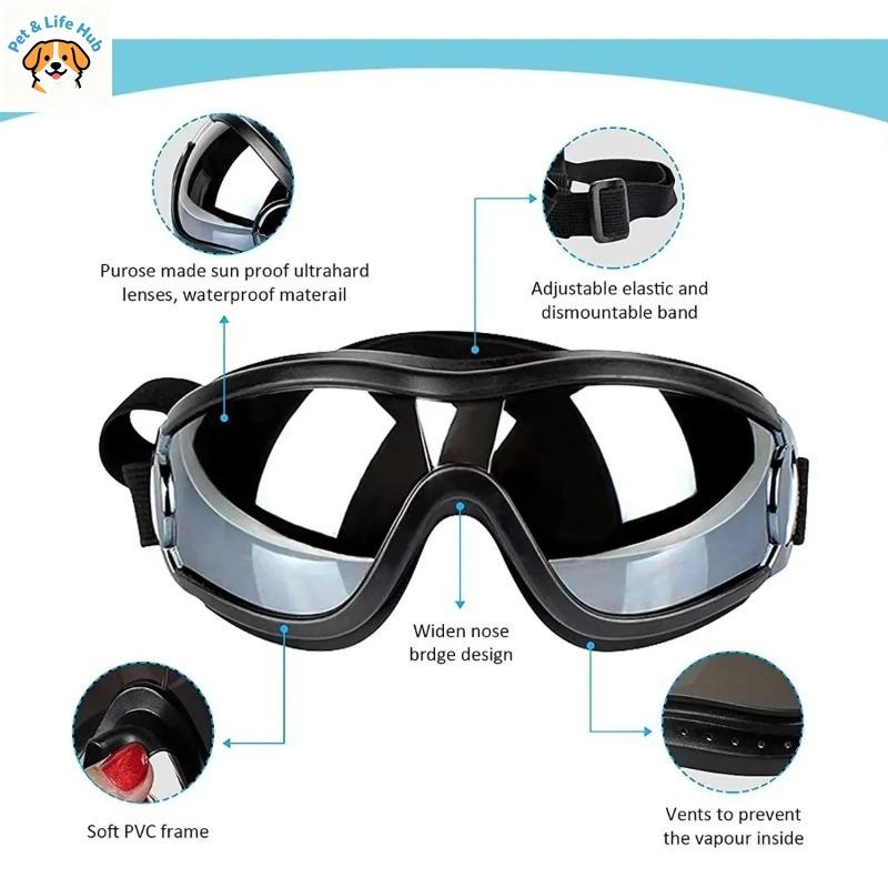 Dog Sunglasses Anti-Fog Goggles Adjustable Strap Pet Snow Goggles for Travel Skiing Outdoor Sports for Medium to Large Dogs