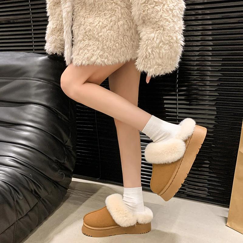 2024 Brand Women's Shoes Baotou Women's Slippers Fashion Short Plush Daily Slippers Women Winter Keep Warm Solid Flat Slippers
