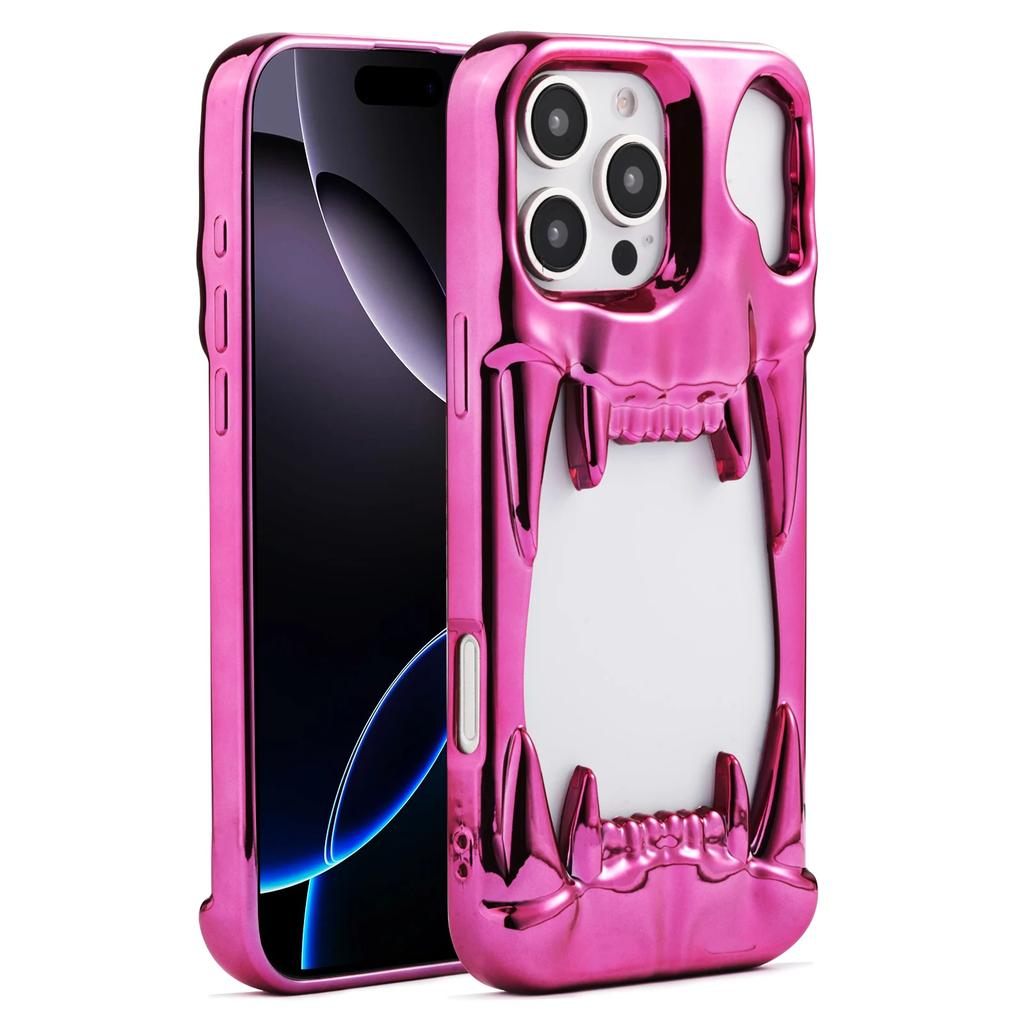 Полый скелет Зуб тигра Трехмерный пластиковый чехол для телефона для IPhone 16E 16 Pro Max 15 14 Plus 13 12 11 Защитная крышка