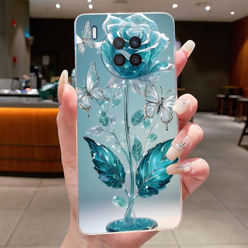 Phone Case For Huawei Nova 8i Capa Honor 50 Lite Funda Butterfly Bow Protective Casing Transparent Soft Silicone TPU Cover Coque