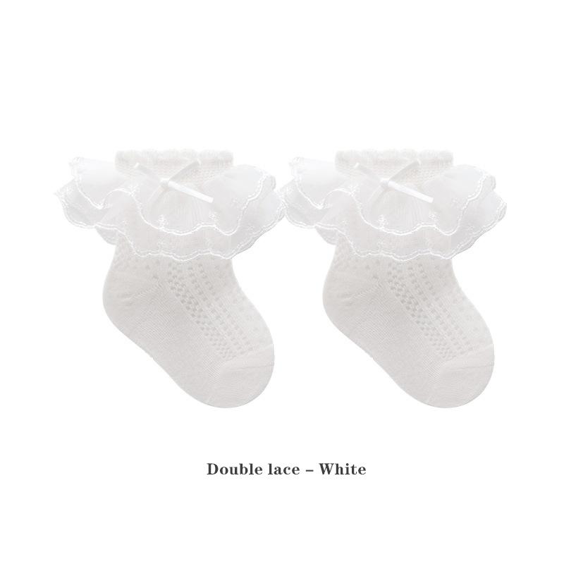 Детские носки для девочек, принцесса, кружевные, детские носки, летние тонкие сетчатые, детские хлопковые носки, бесшовные носки-гольфы для новорожденных для 0-8 лет
