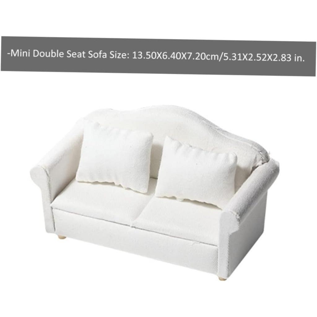 Мини-диваны Кукольный домик Диван Миниатюрная мебель Белый Декор Реквизит для фотографий Модель дивана для мини-дивана Мебель Мини-мебель Мини-диван Деревянный набор