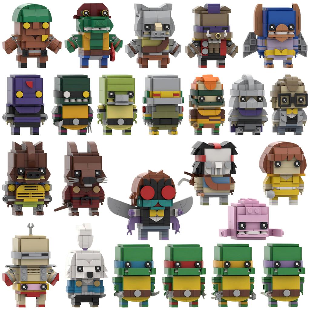 MOC Фигурки из мультфильма Черепаший Меха Модель 1987 Жестокий Черепаший Воин Мини-кукла Конструктор Детская игрушка Взрослый Подарок на день рождения