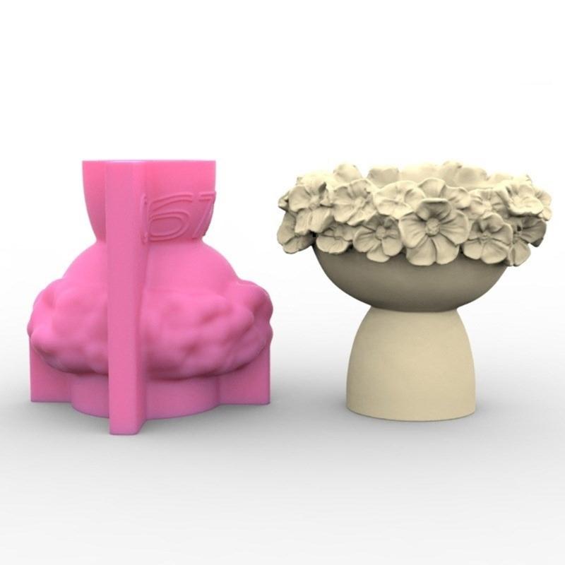 Little Girl Flower Pots Mold Epoxy Resin Molds Pen Holder Candle Holder Cement Planter Silicone Mould Home Decorations