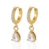 Fashion Jewelry Gold Plated Stainless Steel Zircon Hoop With Exquisite Colored Diamond Zircon Pendant Earrings Women
