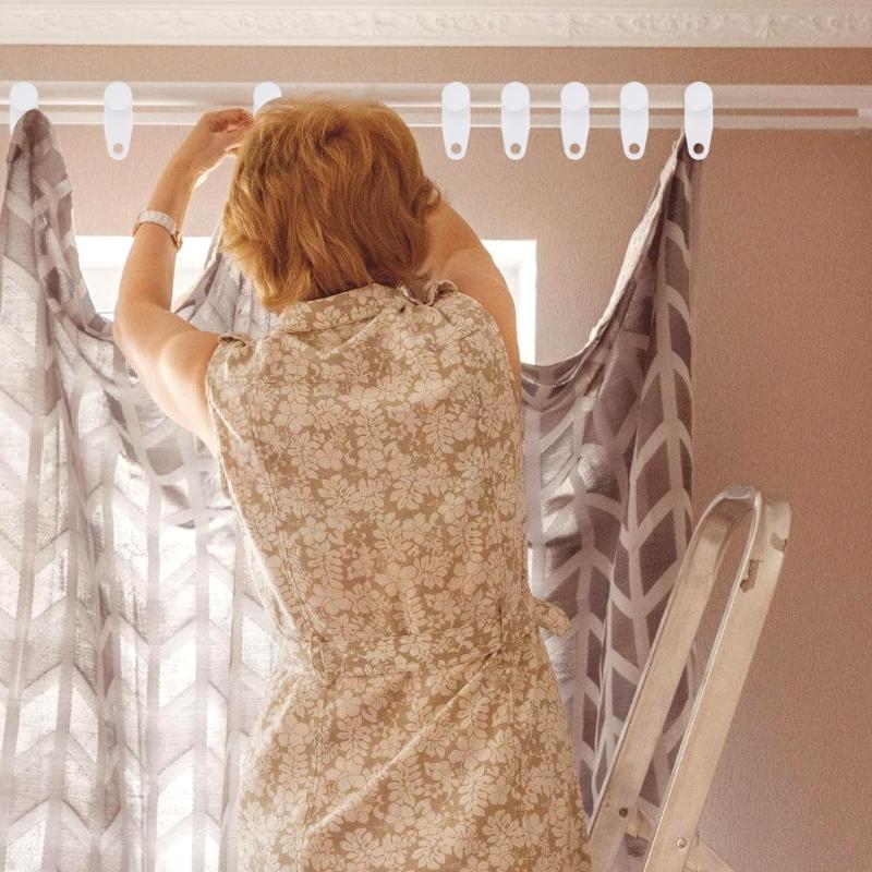 30/60Pcs Curtain Track Gliders Hooks White Traverses Rod Slides Replacement Parts for Window Shower Drapery Curtain