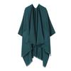 Solid Color Shawl Summer Outer Wear Women'S Plain Pocket Design Cape Jacket Split Cape Dual-Purpose