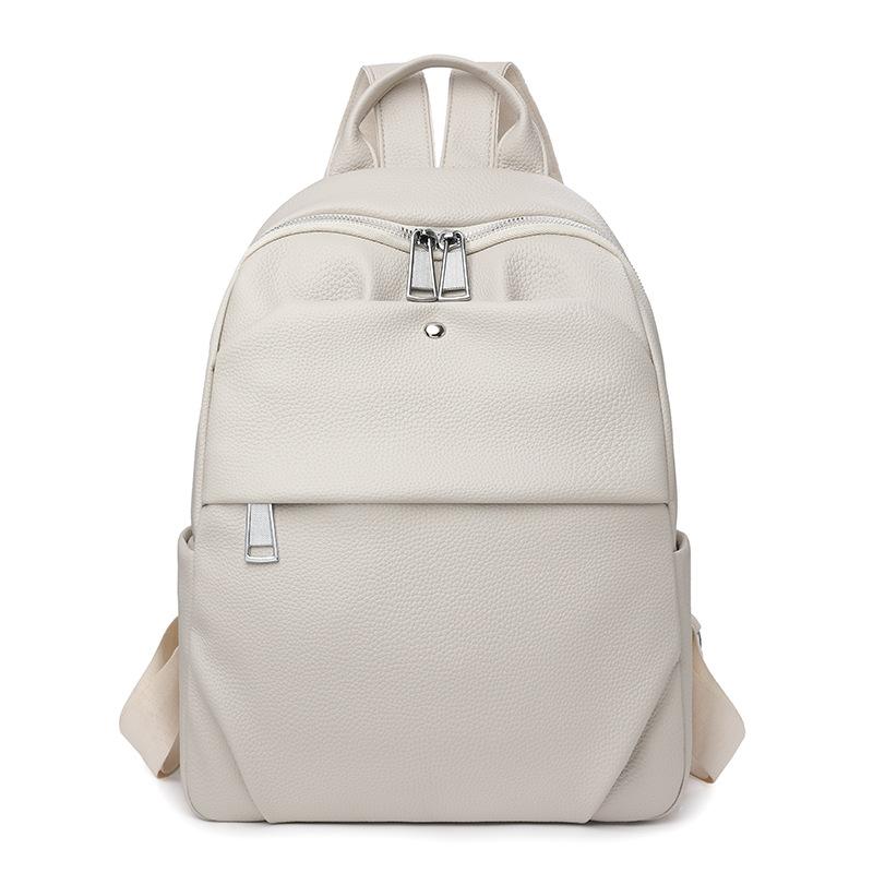 Backpack Women's New Outdoor Leisure Backpack Solid Color Large Capacity Simple Texture Backpack Small Schoolbag