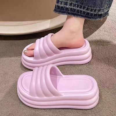 Женские шлепанцы на массивной платформе, летние удобные, с мягкой подошвой, пляжные, шлепки, на толстой подошве, нескользящие сандалии для женщин