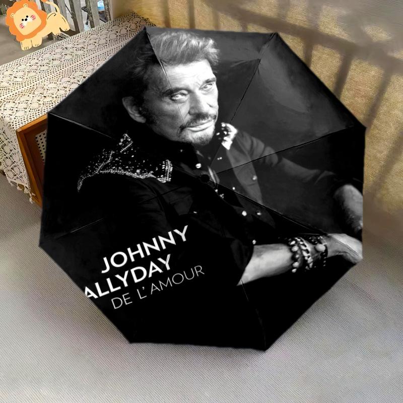 1 шт. Автоматический зонт Johnny Hallyday - Подходящий для путешествий, улицы, портативный зонт, Подарок на день рождения, Ежедневные принадлежности