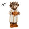 Spooky Seasonal Tiered Tray Decor Halloween Highland Cow Figurine Resin Statue with Pumpkin Mug Charming Fall Housewarming Presents Farmhouse