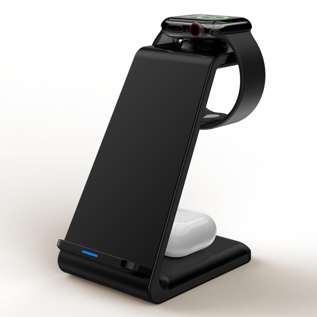 E8 3-in-1 15W Wireless Charger Phone Watch Earphone Desktop Charging Stand