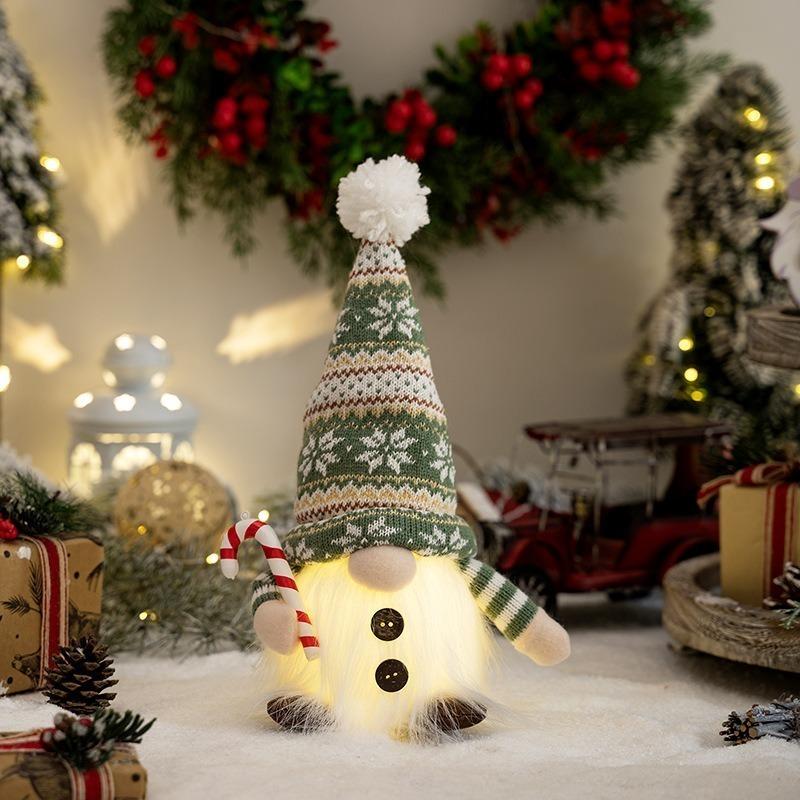 30CM Glowing Knitted Gnome Doll with Led Night Light Christmas Decorations 2025 Home Xmas Tree Decor Navidad New Year 2025 Gift