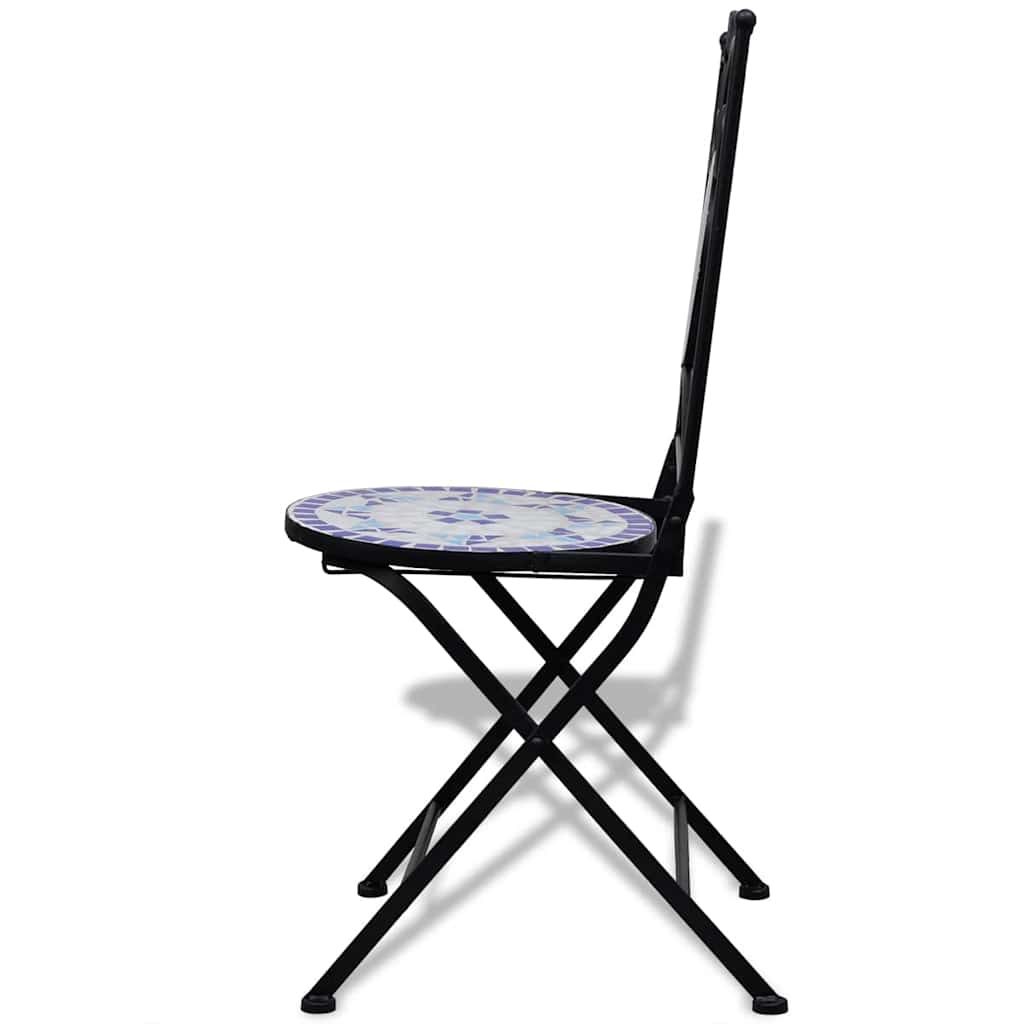 Bistro Chairs Foldable 2 pcs Ceramic Blue and White