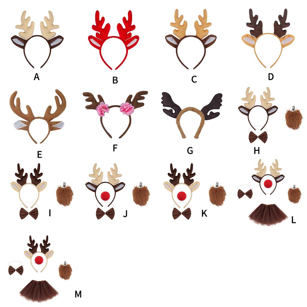 Рождественский ободок с оленьими рогами, регулируемый праздничный аксессуар для волос, праздничный головной убор для женщин и детей