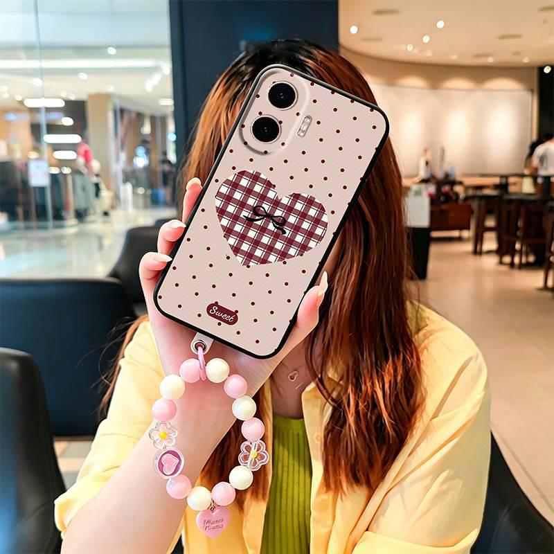 Роскошный мягкий силиконовый чехол с ремешком для TCL P80 Pro - Пылезащитный, Веселый цифровой дизайн