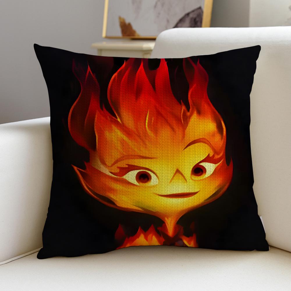 Vibrant EElementalS Cushion Cover Breathable and skinfriendly linen pillowcase square removable and washable cushion
