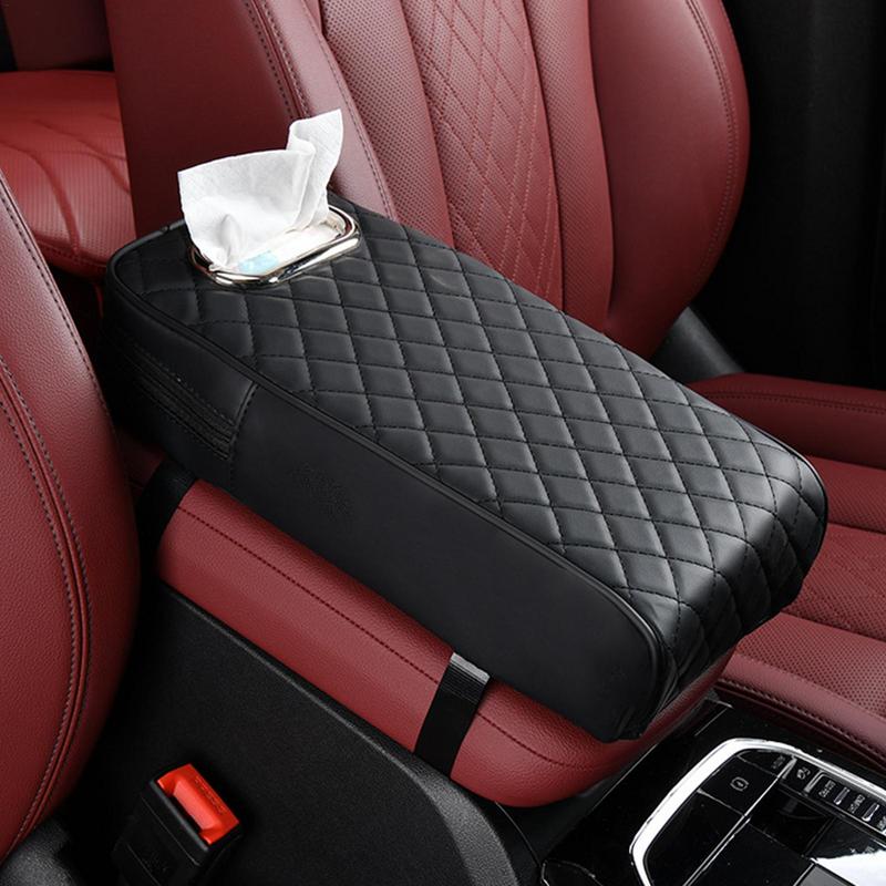 Universal Car Center Console Armrest Cushion Holder PU Leather Armrest Pad Portable Car Amrest Pillow Cover With Tissue Box