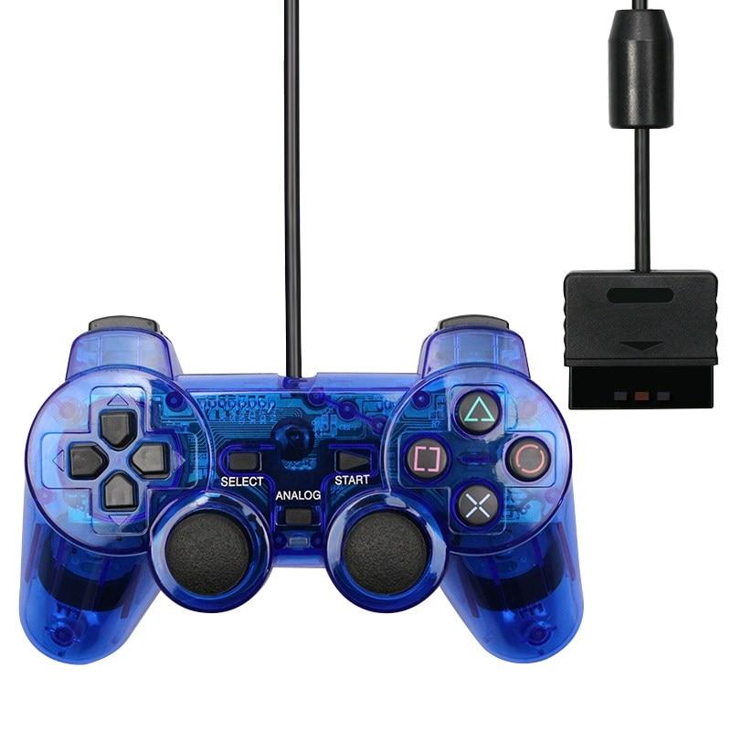 Transparent Color Wired Controller For PS2 /PS1 Console Vibration Joystick Gamepad Joypad For Sony Playstation2 Mando Controller