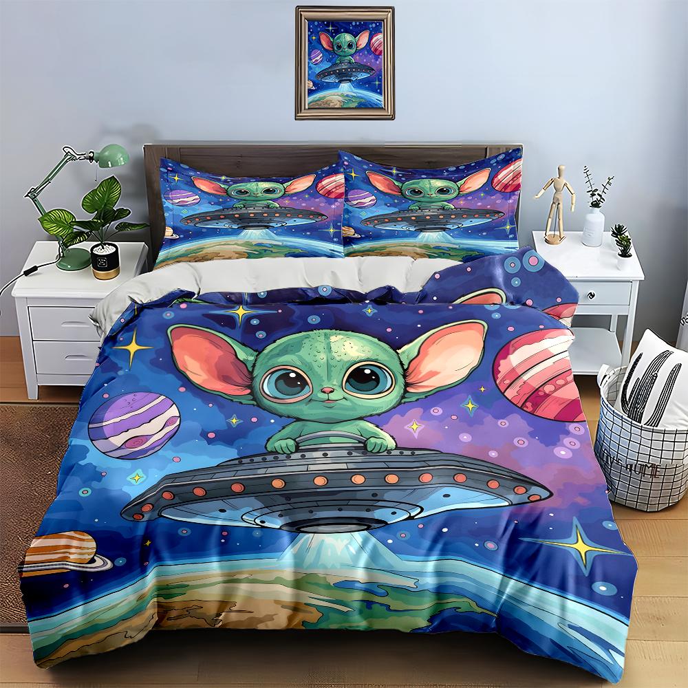 Alien-themed spaceship. Bedding Duvet cover sets Duvet covers Pillowcases gifts (1 * Duvet Cover 2 * Pillowcases, without duvet insert)