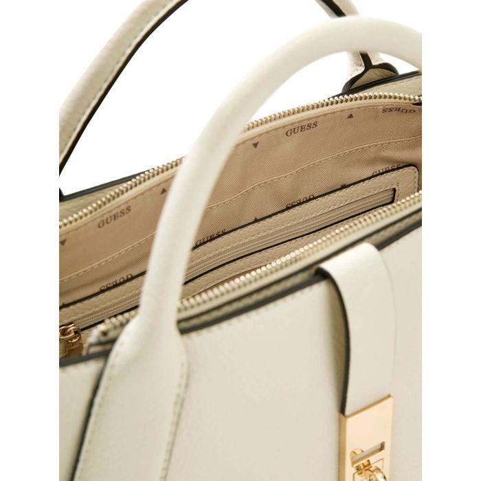 GUESS Sac à main crème pour femme - Brooke High Society Satchel Cream White 330417