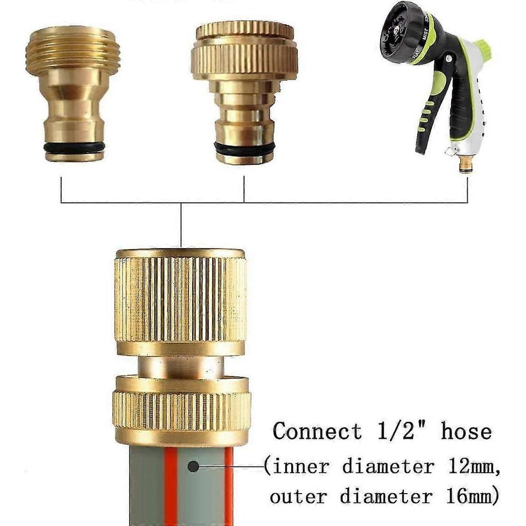 4pcs Brass Hose Connector Hose Quick Connector 1/2 Inch Garden Hose Quick Connector Quick Connector For Arro Hoses - DD