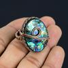 Abalone Shell Gemstone Copper Wire Wrapped Handmade Jewelry Ring For Woman