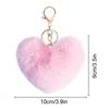 Furry Leopard Pendants Keychain Key Rings Holder Heart-shaped Decorated Accessories
