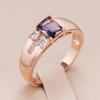 Square Patchwork Design White Purple Zircon Fashion Rings for Women Personality Vintage Jewelry