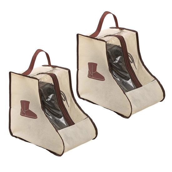 1/2Pcs Shoe Storage Bags with Handle Zipper Closure Transparent Visual Design Waterproof Dustproof