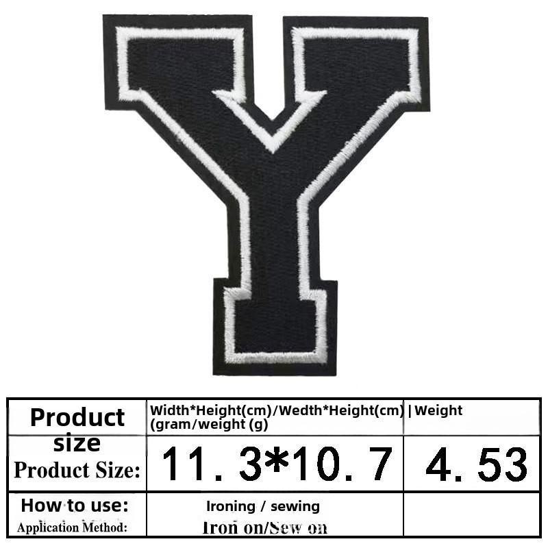 Полная вышивка алфавита и цифр на тканевой нашивке - большой значок из джерси