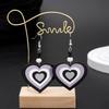 Silver and Gold Color Classics Stripe Heart Earrings for Women Vintage Elegant Valentine's Day Gift Daily Wear Stud Jewelry
