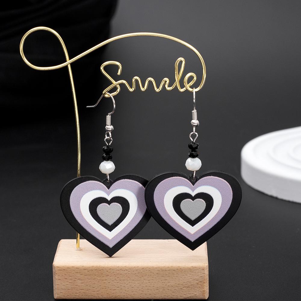 Silver and Gold Color Classics Stripe Heart Earrings for Women Vintage Elegant Valentine's Day Gift Daily Wear Stud Jewelry