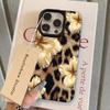 Чехол для телефона с текстурой леопардовой шкуры Для iPhone 17 16 15 14 13 12 11 Pro Max Чехол-обложка с 3D-дизайном золотых цветов