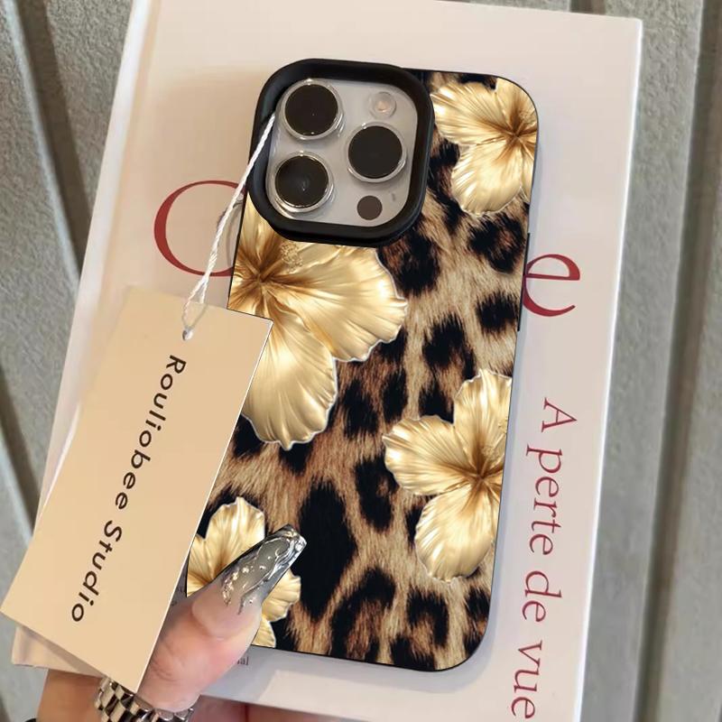 Чехол для телефона с текстурой леопардовой шкуры Для iPhone 17 16 15 14 13 12 11 Pro Max Чехол-обложка с 3D-дизайном золотых цветов