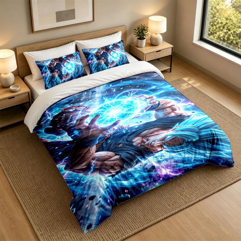 3Pcs Bedding SetDragon Ball Soft Bed Sheet and Two Pillowcases Home Bedroom Decor