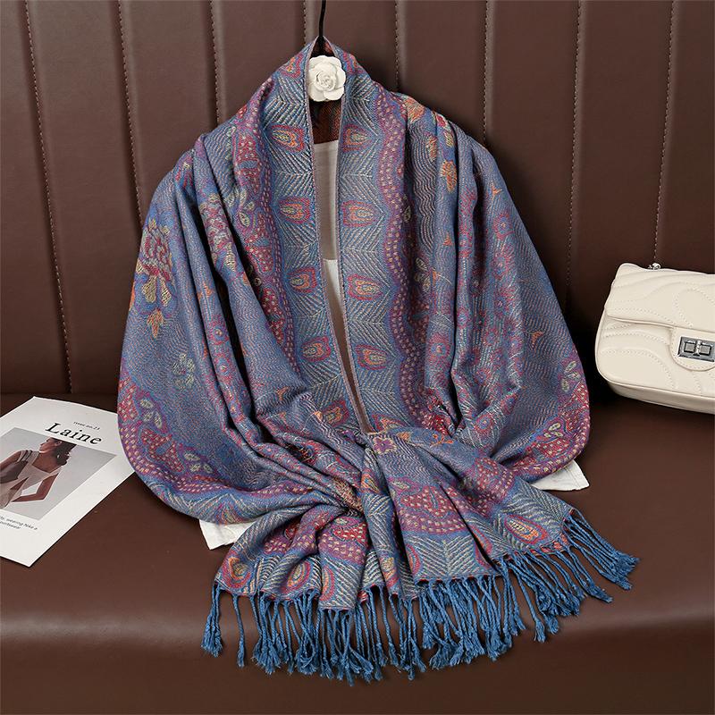 Пейсли Пашмина Шаль Шарф Женский Жаккардовый Кашемировый Принт Шарфы Цветы Бордюры Женский Кисточки Одеяло Накидки Этнические Шали