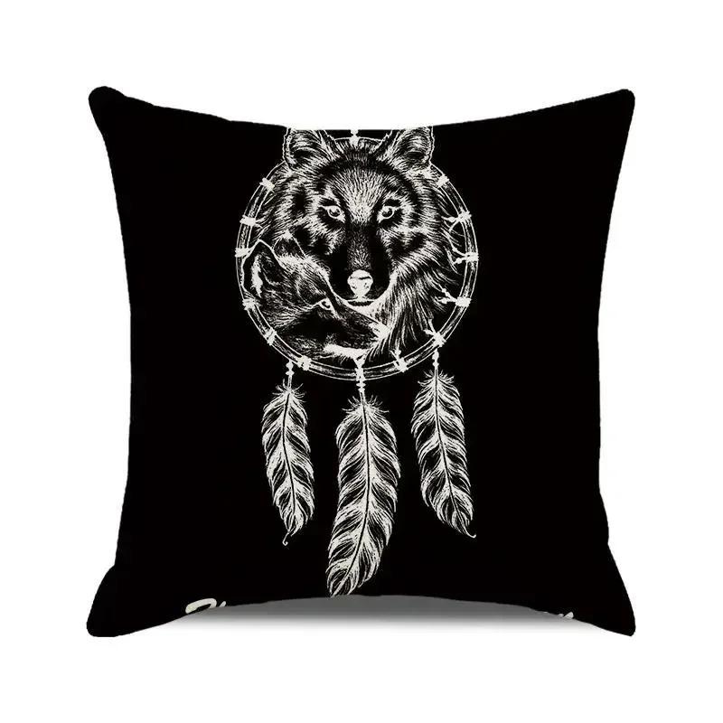 Gothic Black Cat Skull Cushion Cover Witchy Pentagram Tarot Peach Skin Throw Pillowcase For Sofa Living Room Halloween Decor