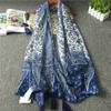 Retro Ethnic Travel Scarf: Blue & White Porcelain Tassel Shawl with Bali Yarn