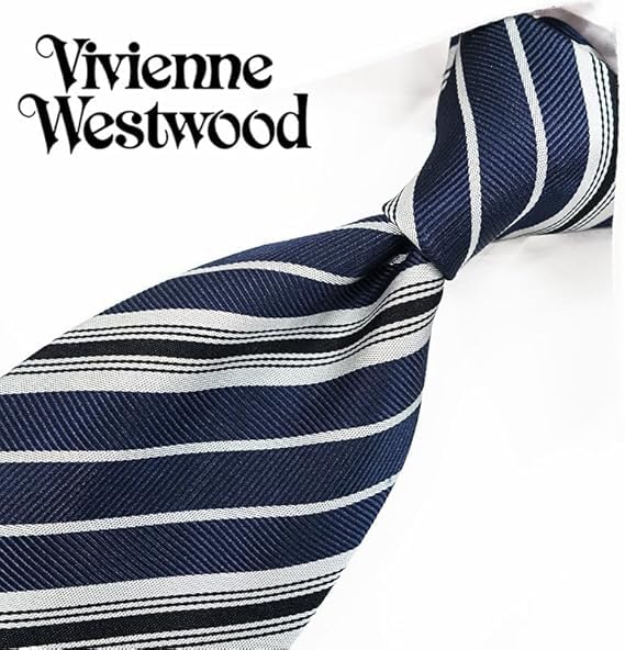 Brand Vivienne Westwood Necktie VW133 [Vivienne Westwood] Necktie, (8.5cm width) Navy/Silver [Used]