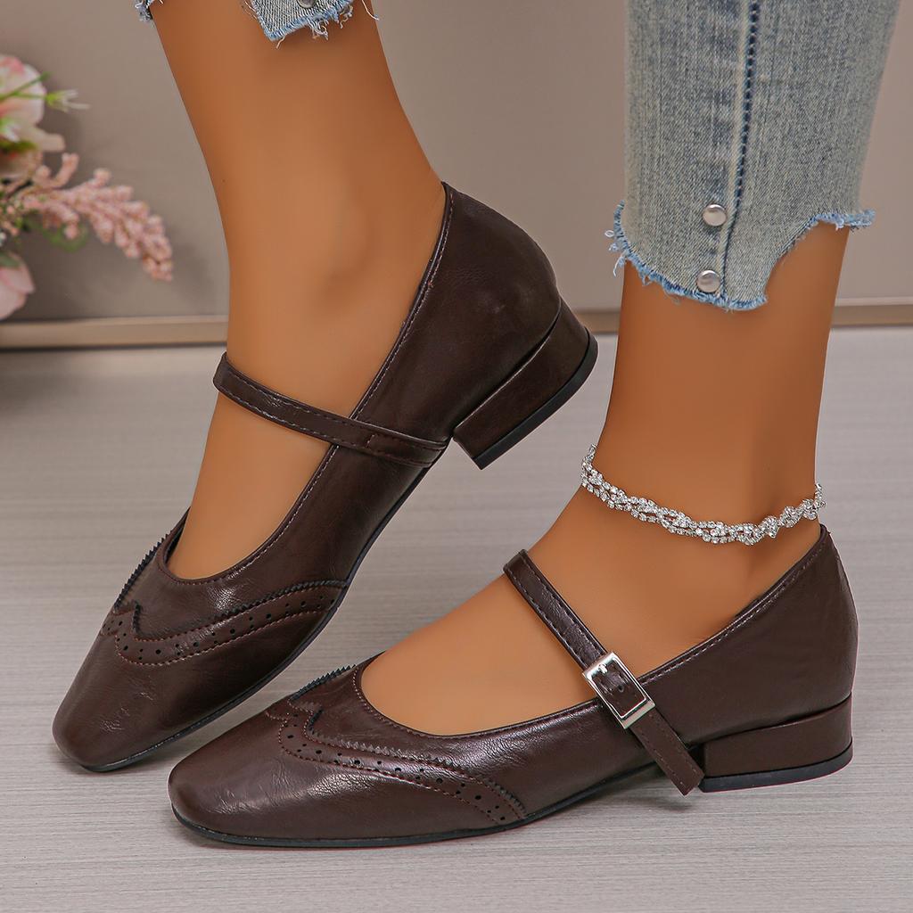 Модные туфли Мэри Джейн больших размеров 43 Женские Весна 2025 Квадратный носок Ремешок на щиколотке Балетки Женские Удобные Женские Повседневные Одинарные туфли
