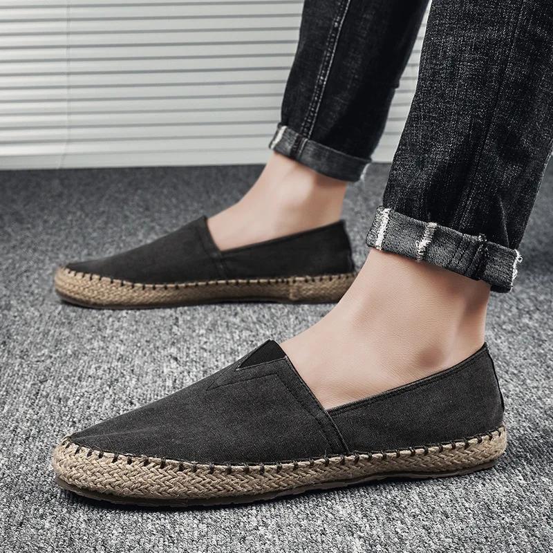 2024 High Quality Espadrilles Footwear Men's Flat Canvas Shoes Hemp Lazy Flats for Men Moccasins Male Loafers Driving Shoes New 2024