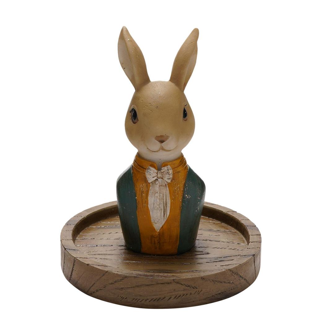 Country Living Suited Bunny In Glass Dome Resin Figurine