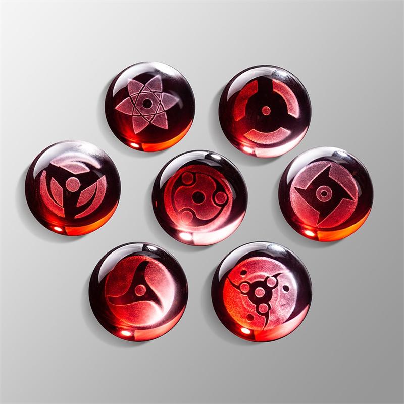 Anime Sharingan Crystal Ball Set 7pcs With LED Light Base Creative Desktop Decoration Japanese Ninja Fan Collectible Model Gift